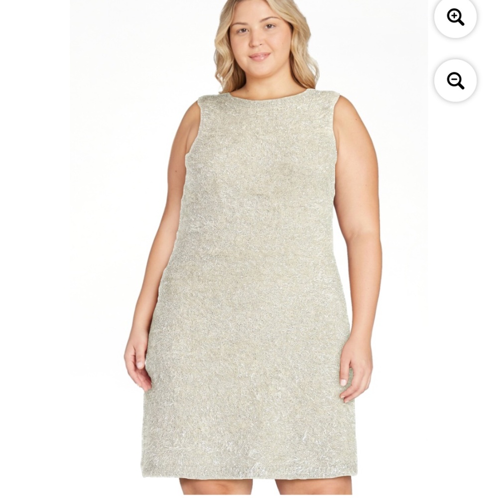 Scoop NYC Women’s Silver Tinsel Mini Dress Size Large NWT - Picture 2 of 6